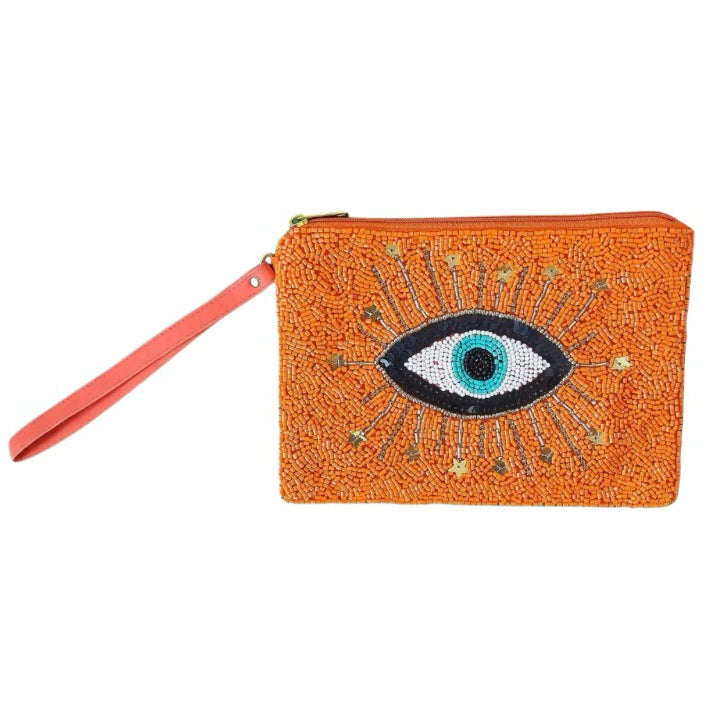 Orange Eye Beaded | Clutch Purse Bag