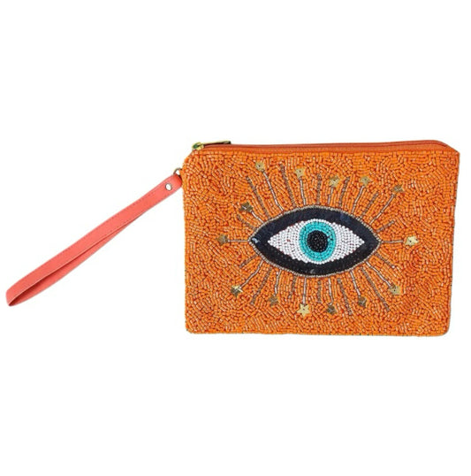 Orange Eye Beaded | Clutch Purse Bag